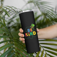 Lucky Shamrock Be Kind Skinny Tumbler Autism Leprechaun St Patricks Day