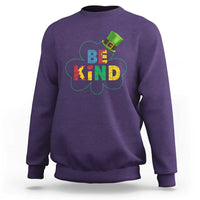 Lucky Shamrock Be Kind Sweatshirt Autism Leprechaun St Patricks Day