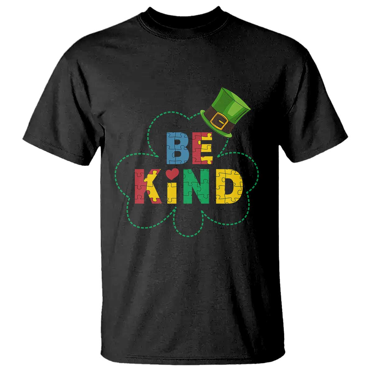 Lucky Shamrock Be Kind T Shirt Autism Leprechaun St Patricks Day