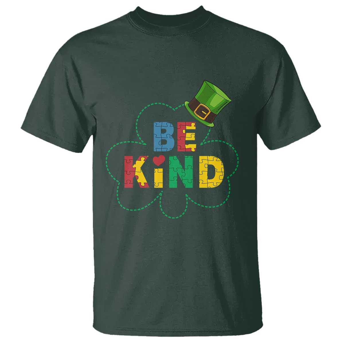 Lucky Shamrock Be Kind T Shirt Autism Leprechaun St Patricks Day