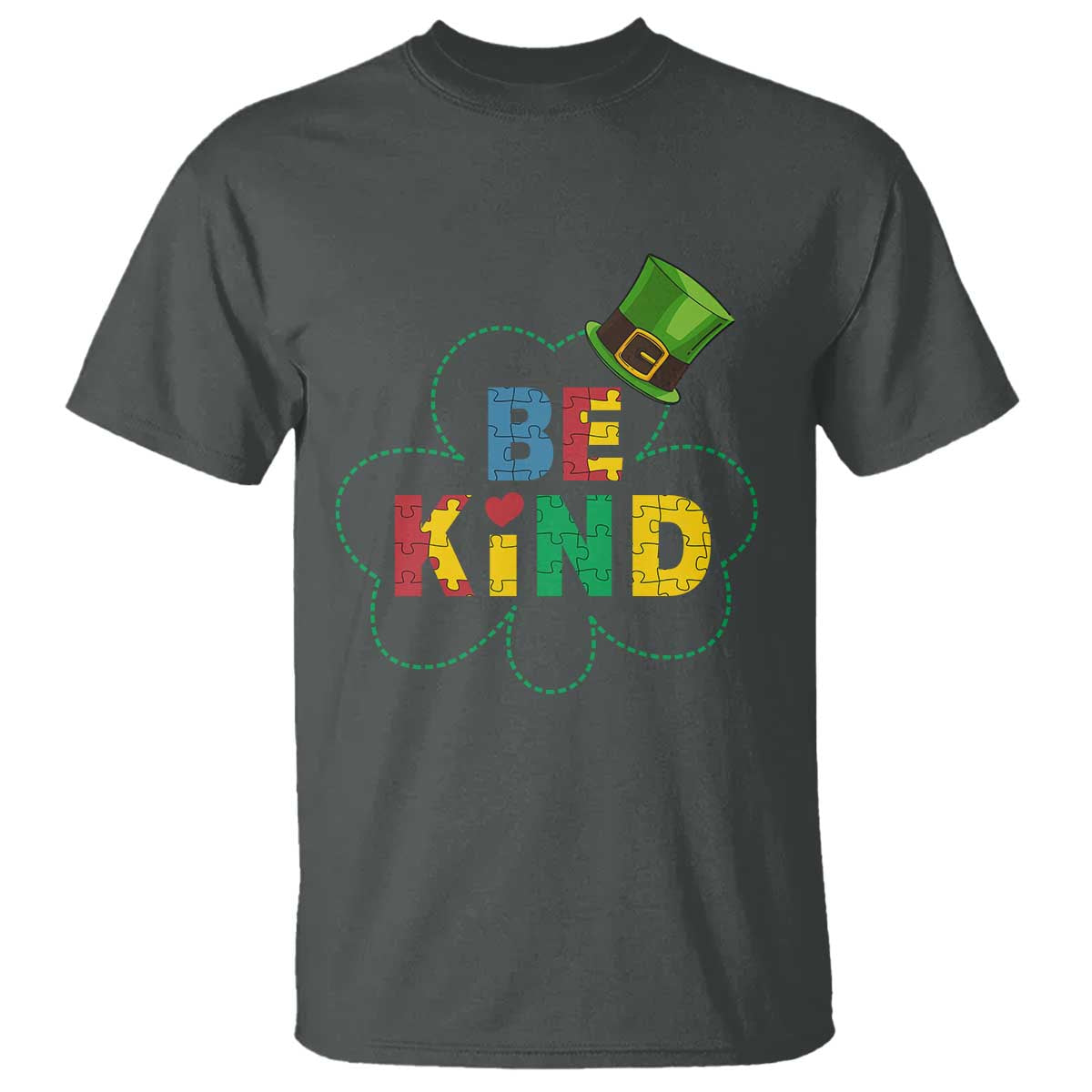 Lucky Shamrock Be Kind T Shirt Autism Leprechaun St Patricks Day