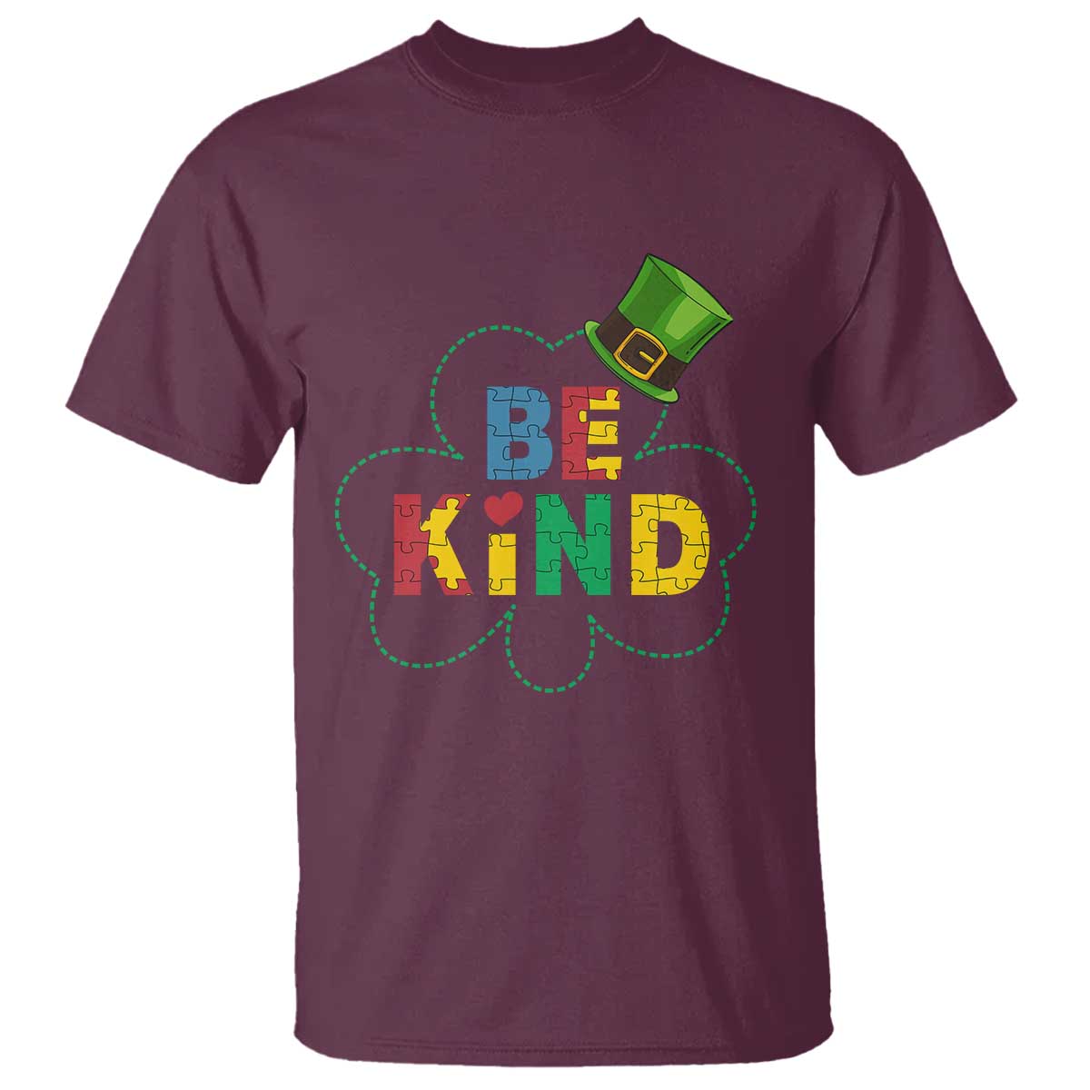 Lucky Shamrock Be Kind T Shirt Autism Leprechaun St Patricks Day