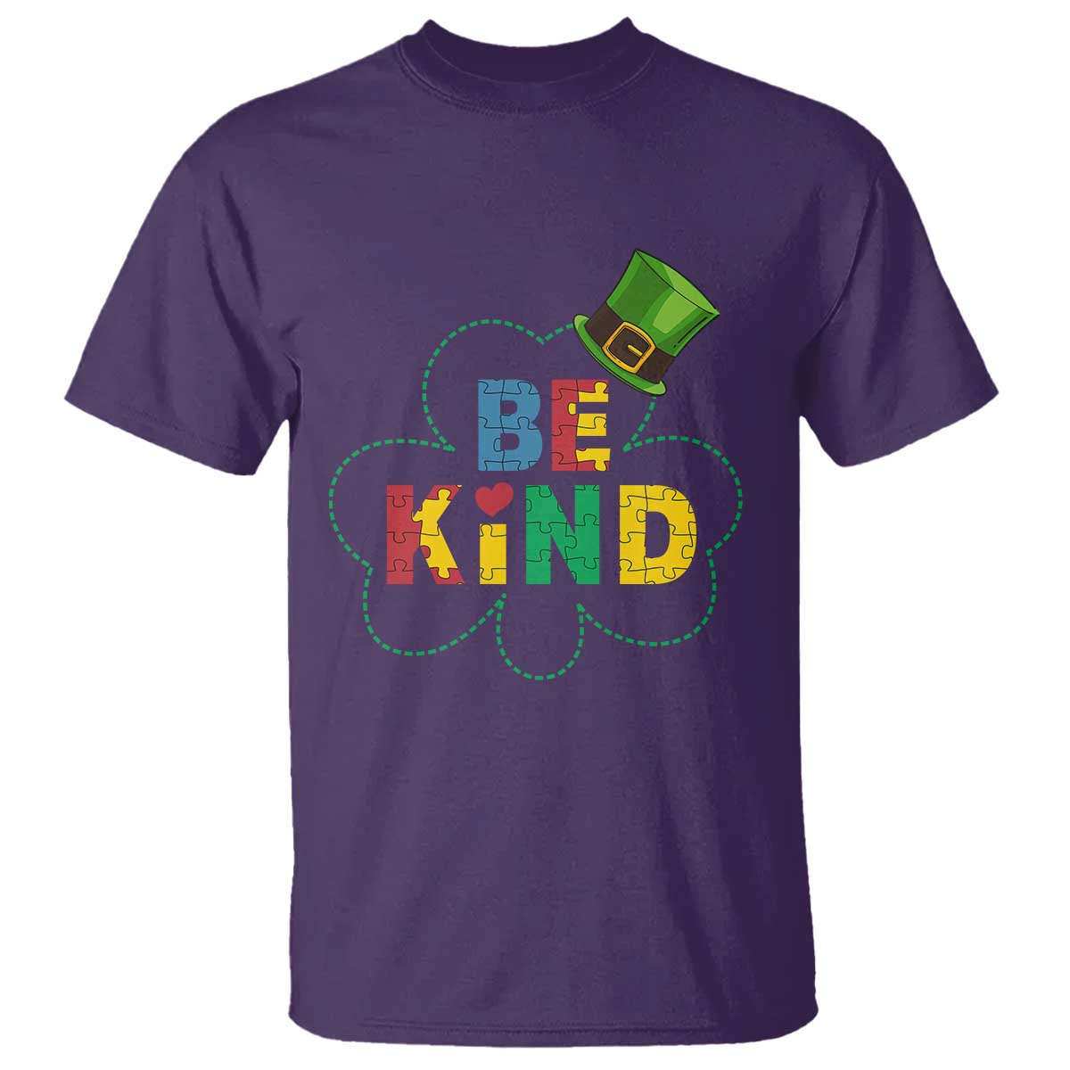 Lucky Shamrock Be Kind T Shirt Autism Leprechaun St Patricks Day