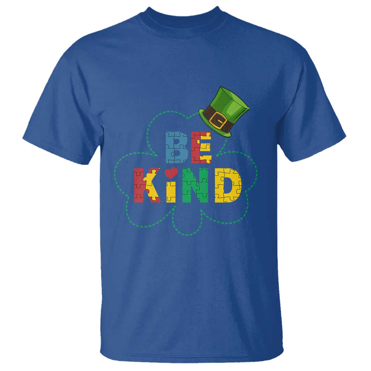 Lucky Shamrock Be Kind T Shirt Autism Leprechaun St Patricks Day