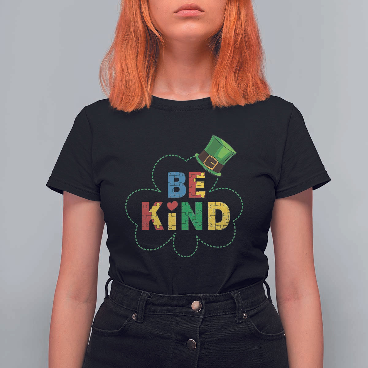 Lucky Shamrock Be Kind T Shirt For Women Autism Leprechaun St Patricks Day