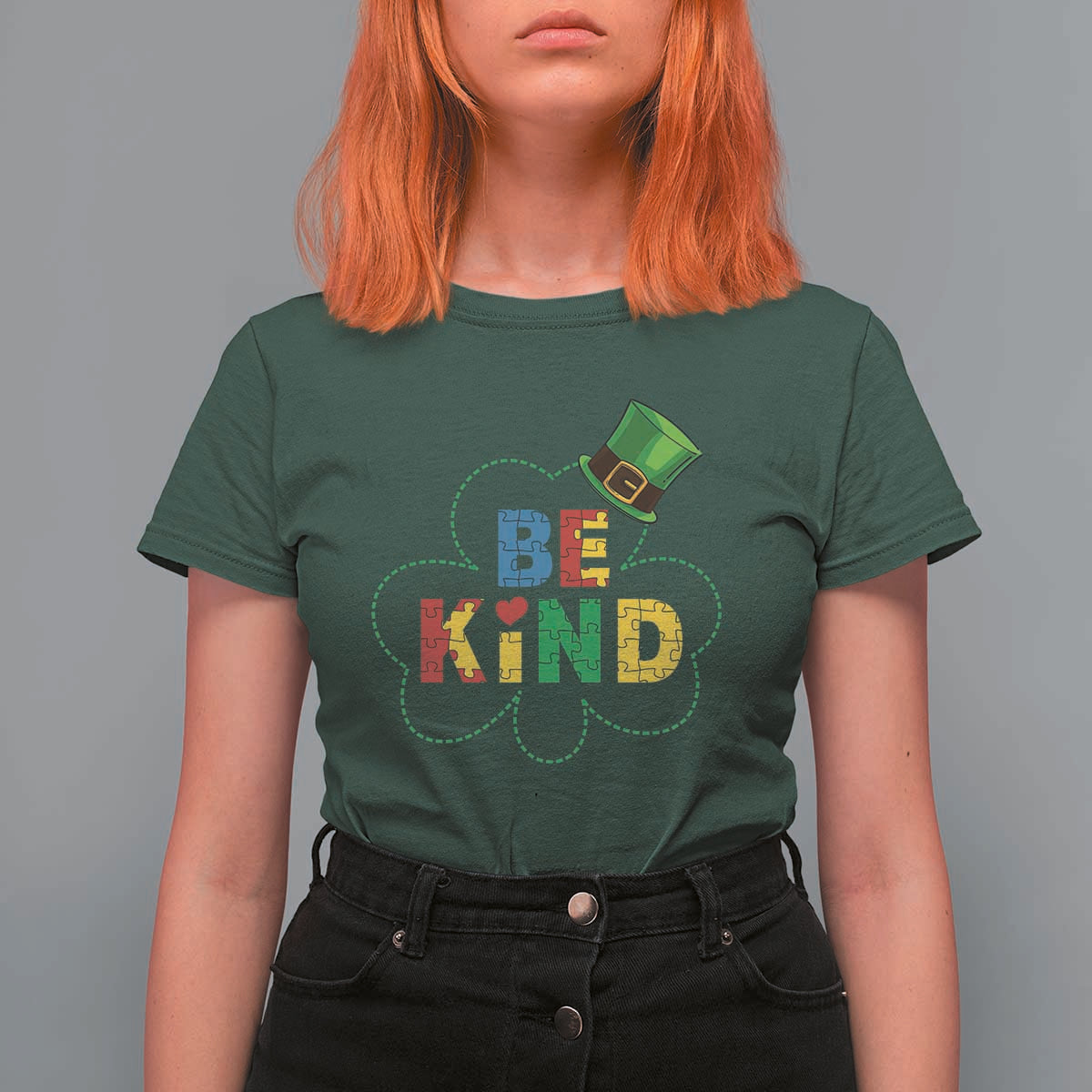 Lucky Shamrock Be Kind T Shirt For Women Autism Leprechaun St Patricks Day