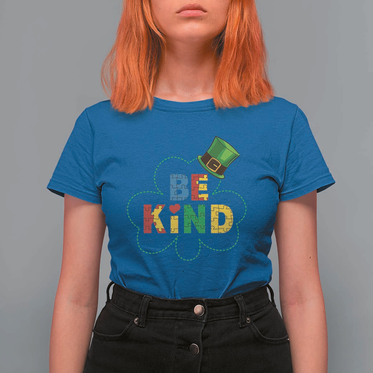Lucky Shamrock Be Kind T Shirt For Women Autism Leprechaun St Patricks Day