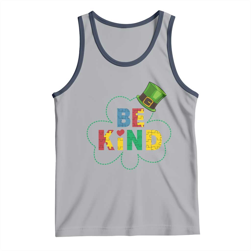 Lucky Shamrock Be Kind Tank Top Autism Leprechaun St Patricks Day