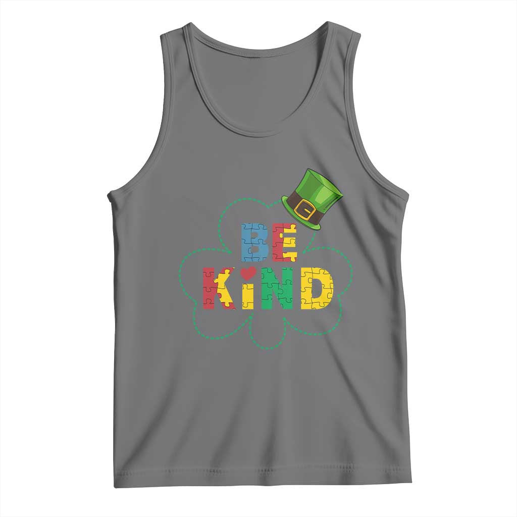 Lucky Shamrock Be Kind Tank Top Autism Leprechaun St Patricks Day