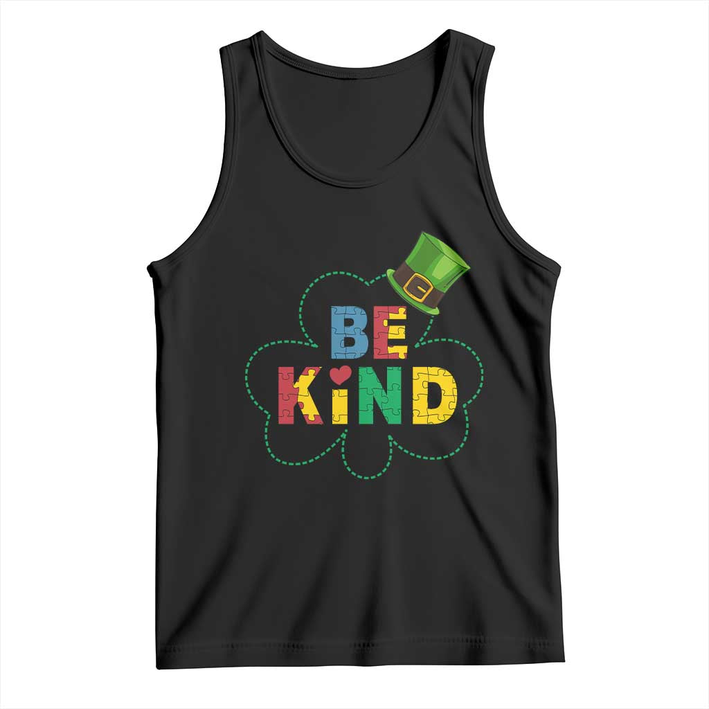 Lucky Shamrock Be Kind Tank Top Autism Leprechaun St Patricks Day