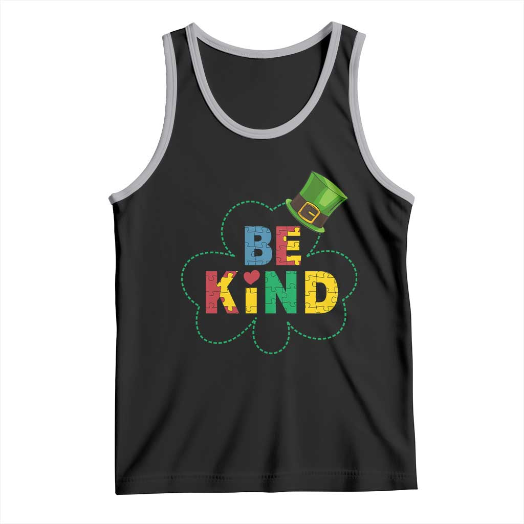 Lucky Shamrock Be Kind Tank Top Autism Leprechaun St Patricks Day