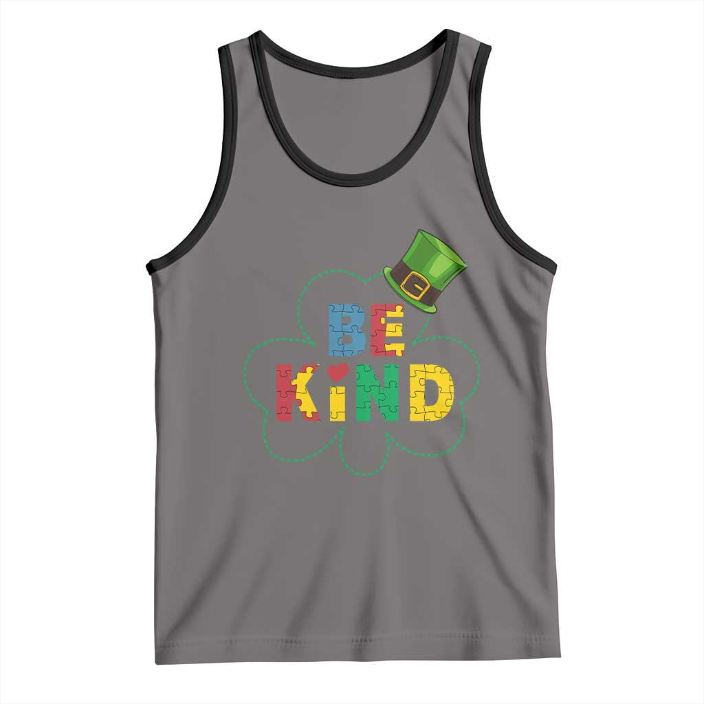 Lucky Shamrock Be Kind Tank Top Autism Leprechaun St Patricks Day