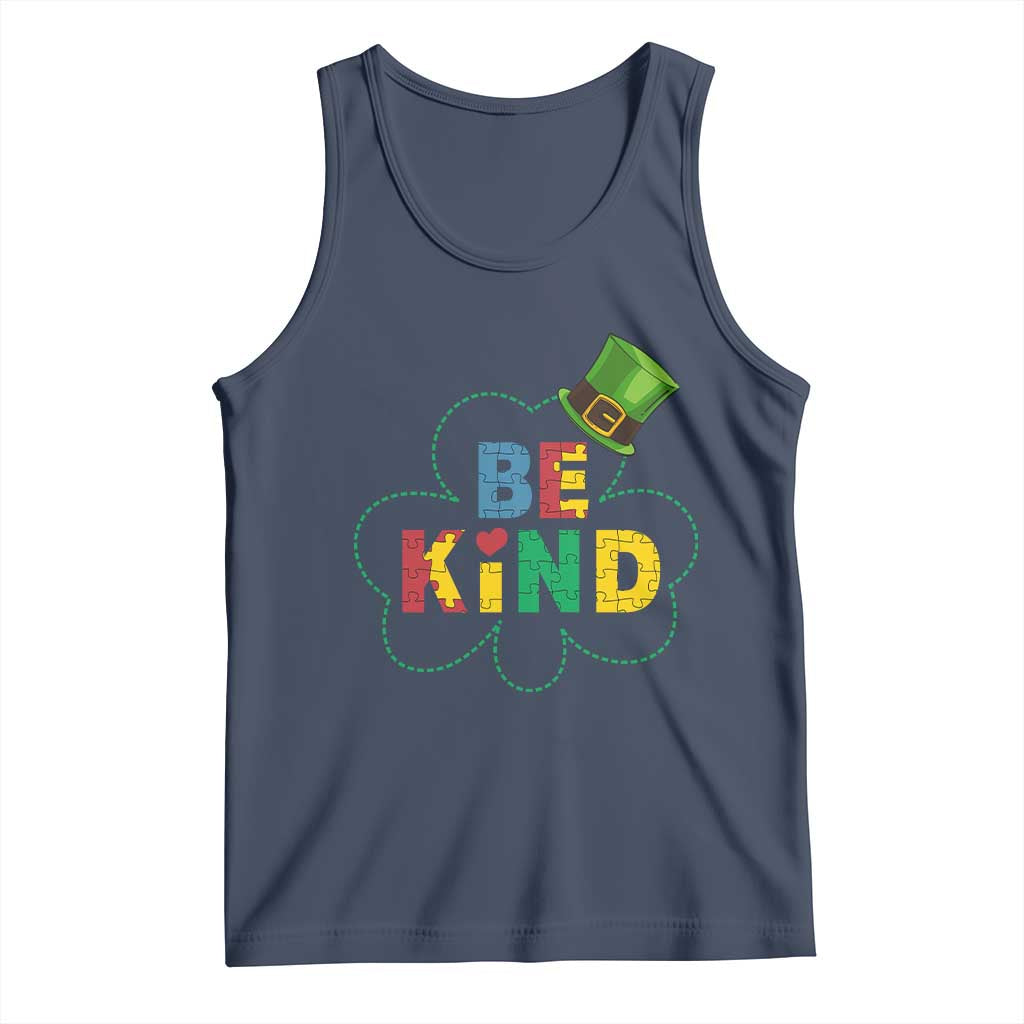 Lucky Shamrock Be Kind Tank Top Autism Leprechaun St Patricks Day