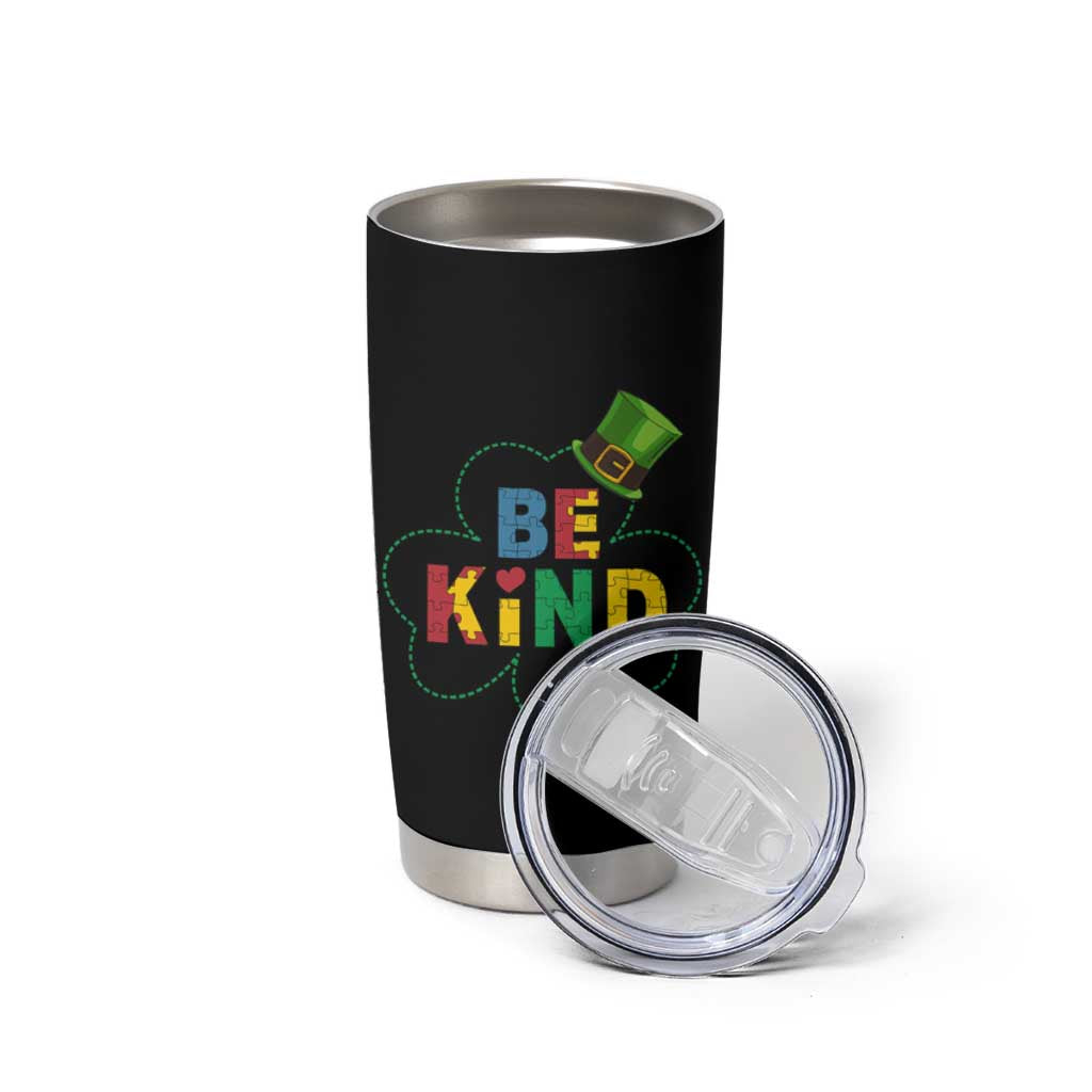 Lucky Shamrock Be Kind Tumbler Cup Autism Leprechaun St Patricks Day