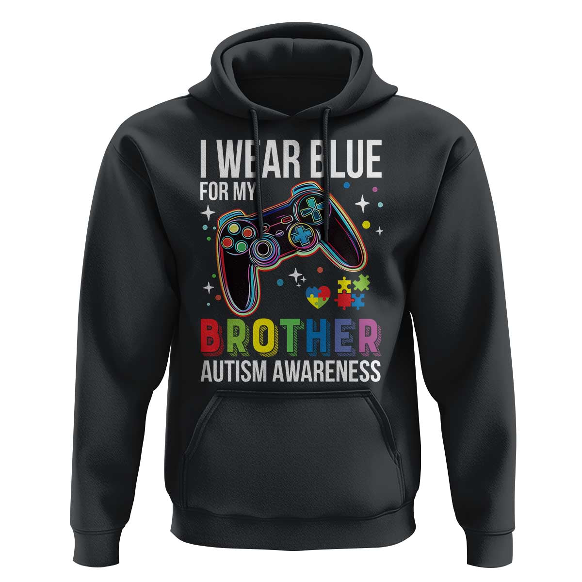 Autism Awareness Gamer Hoodie I Wear Blue for My Brother Video Game Family Support
