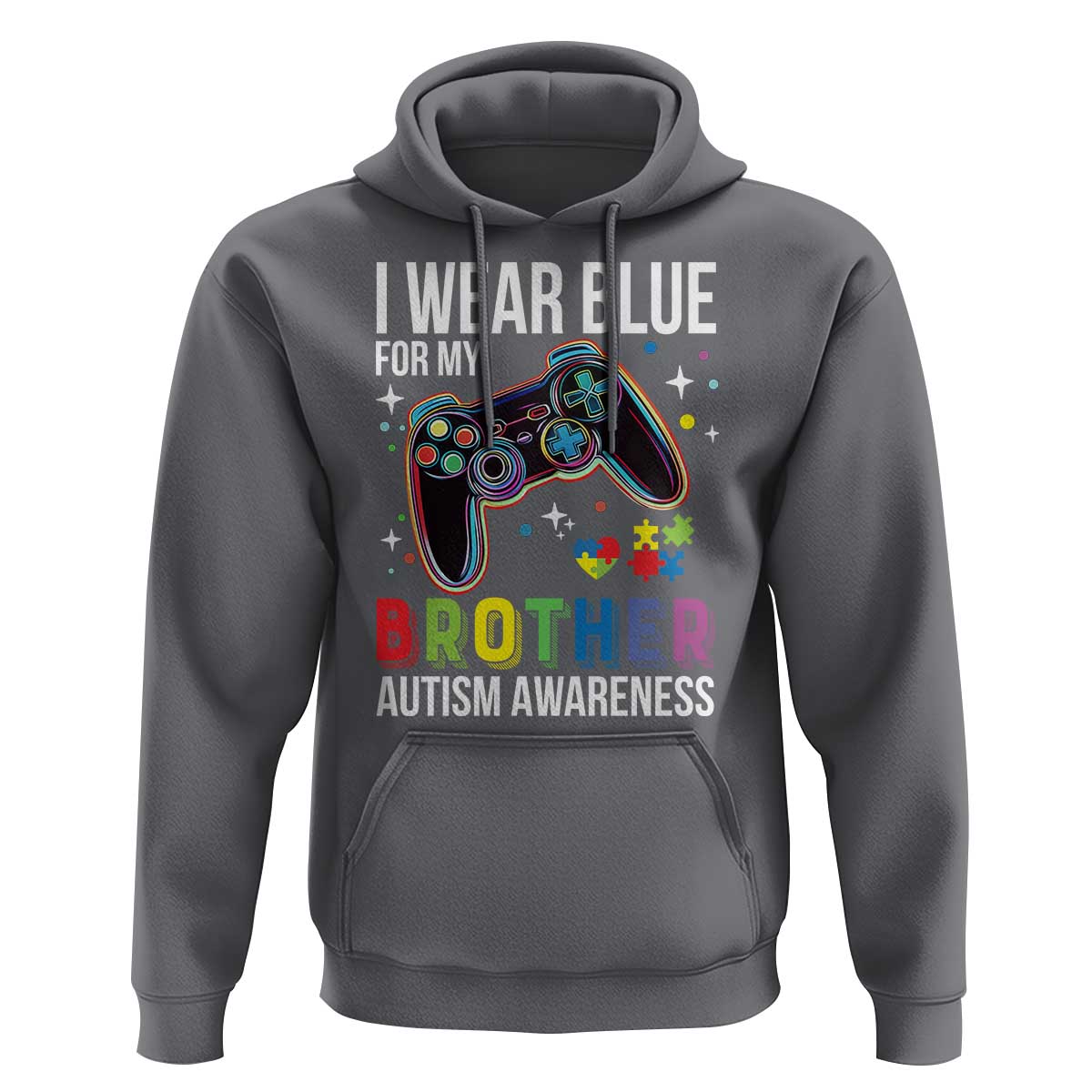 Autism Awareness Gamer Hoodie I Wear Blue for My Brother Video Game Family Support