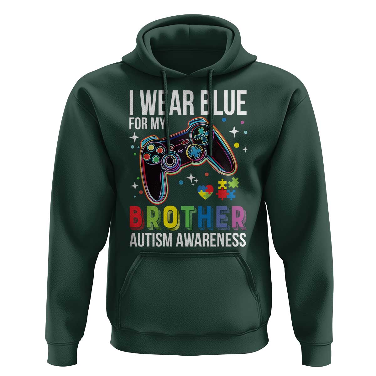 Autism Awareness Gamer Hoodie I Wear Blue for My Brother Video Game Family Support