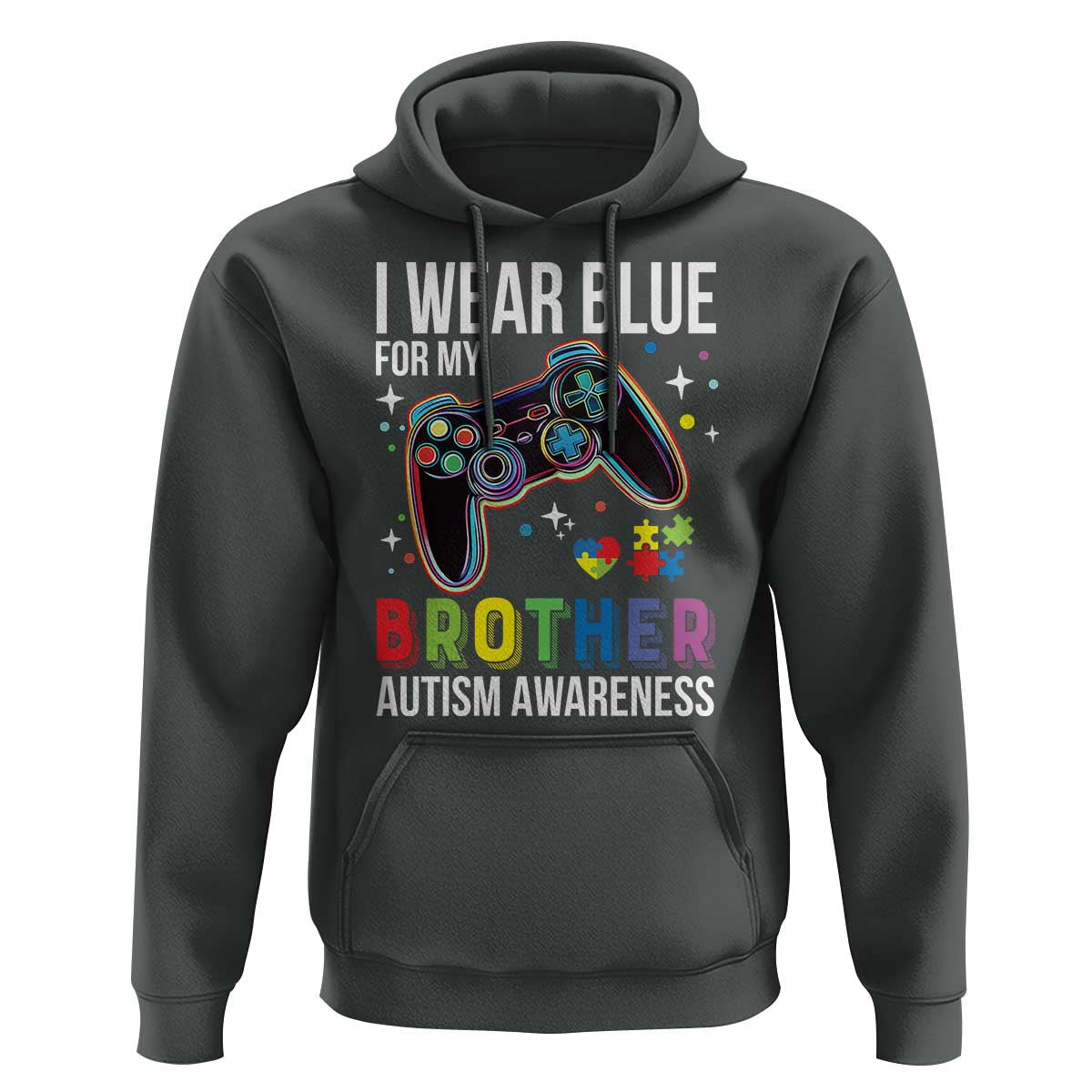 Autism Awareness Gamer Hoodie I Wear Blue for My Brother Video Game Family Support