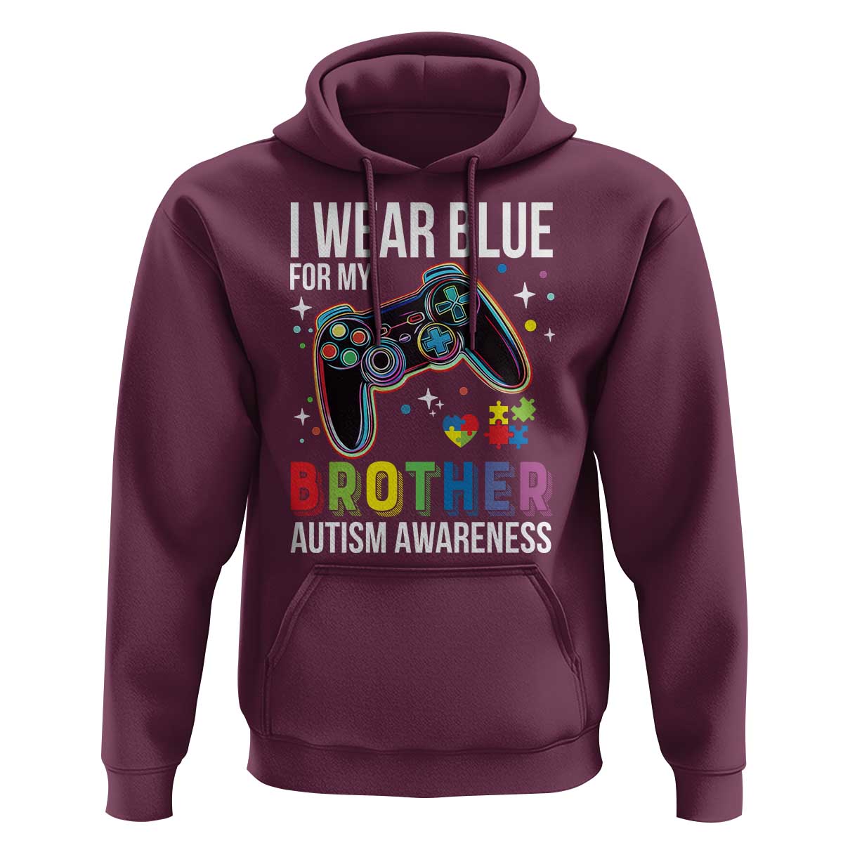 Autism Awareness Gamer Hoodie I Wear Blue for My Brother Video Game Family Support