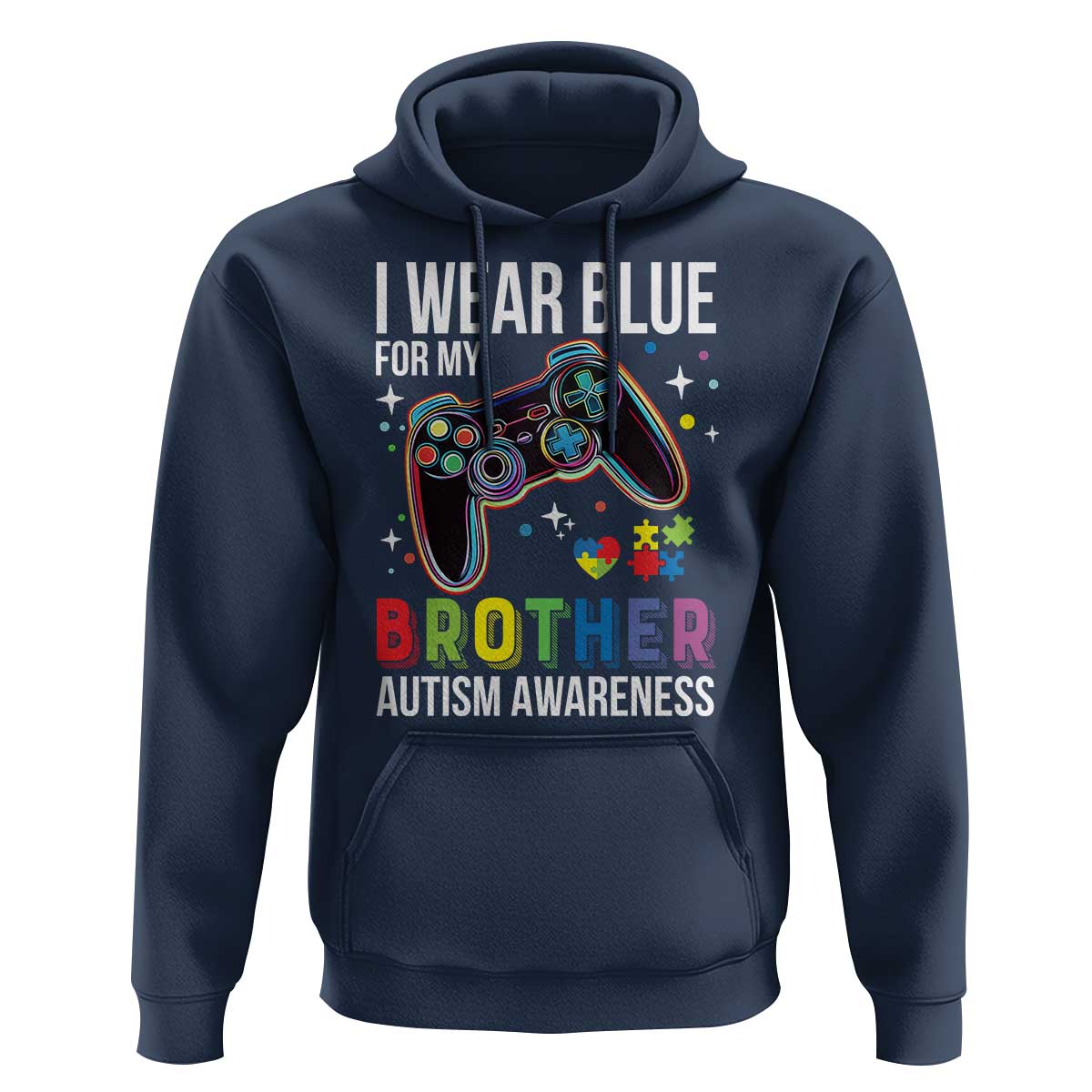Autism Awareness Gamer Hoodie I Wear Blue for My Brother Video Game Family Support