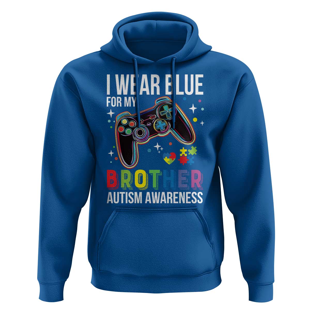 Autism Awareness Gamer Hoodie I Wear Blue for My Brother Video Game Family Support