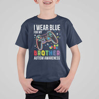 Autism Awareness Gamer T Shirt For Kid I Wear Blue for My Brother Video Game Family Support