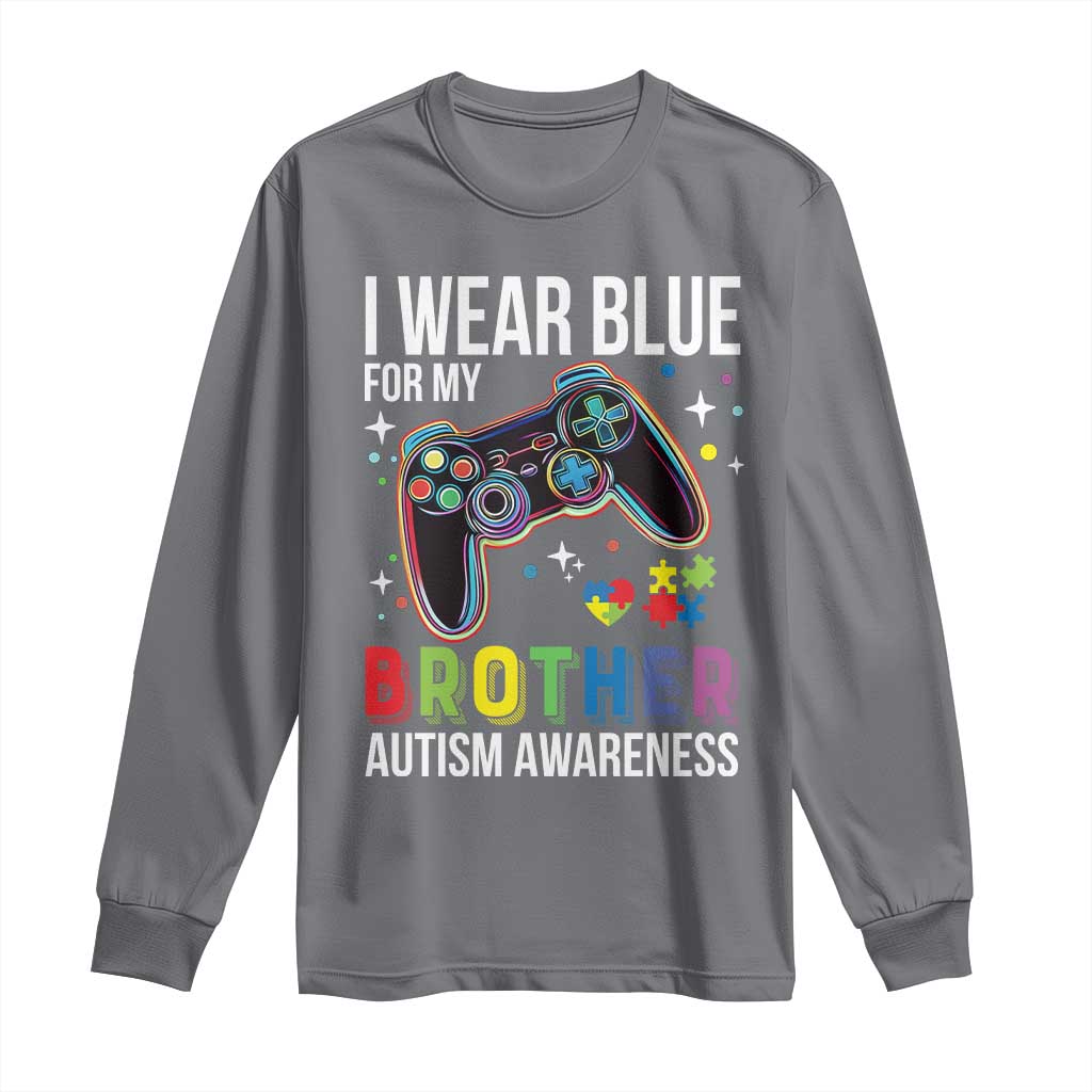 Autism Awareness Gamer Long Sleeve Shirt I Wear Blue for My Brother Video Game Family Support