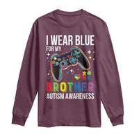 Autism Awareness Gamer Long Sleeve Shirt I Wear Blue for My Brother Video Game Family Support