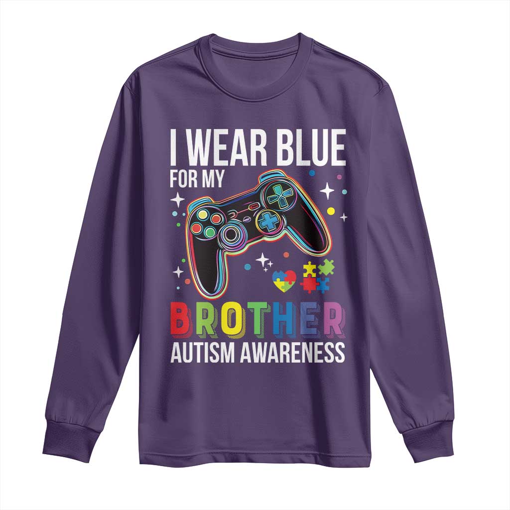Autism Awareness Gamer Long Sleeve Shirt I Wear Blue for My Brother Video Game Family Support