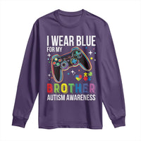 Autism Awareness Gamer Long Sleeve Shirt I Wear Blue for My Brother Video Game Family Support