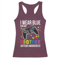 Autism Awareness Gamer Racerback Tank Top I Wear Blue for My Brother Video Game Family Support