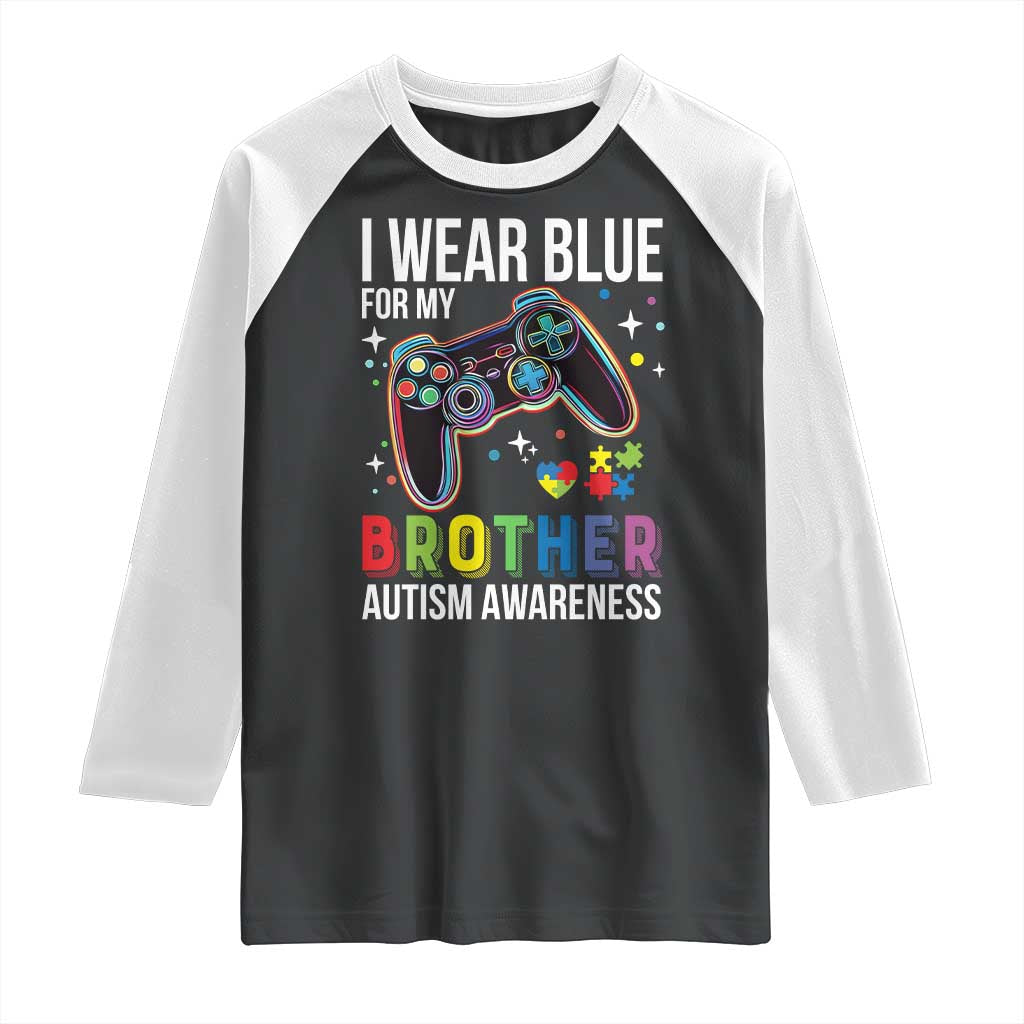 Autism Awareness Gamer Raglan Shirt I Wear Blue for My Brother Video Game Family Support