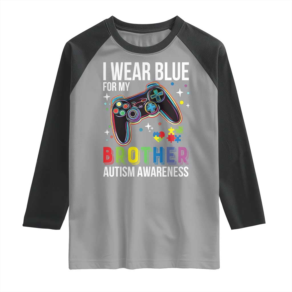 Autism Awareness Gamer Raglan Shirt I Wear Blue for My Brother Video Game Family Support