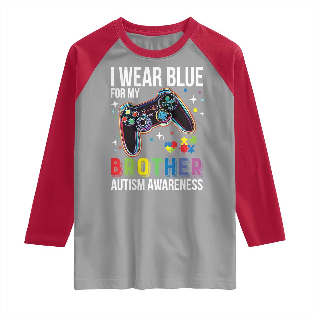 Autism Awareness Gamer Raglan Shirt I Wear Blue for My Brother Video Game Family Support
