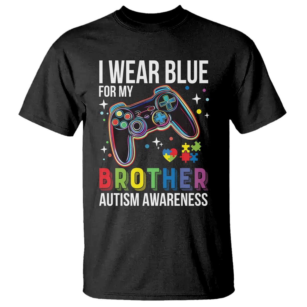 Autism Awareness Gamer T Shirt I Wear Blue for My Brother Video Game Family Support