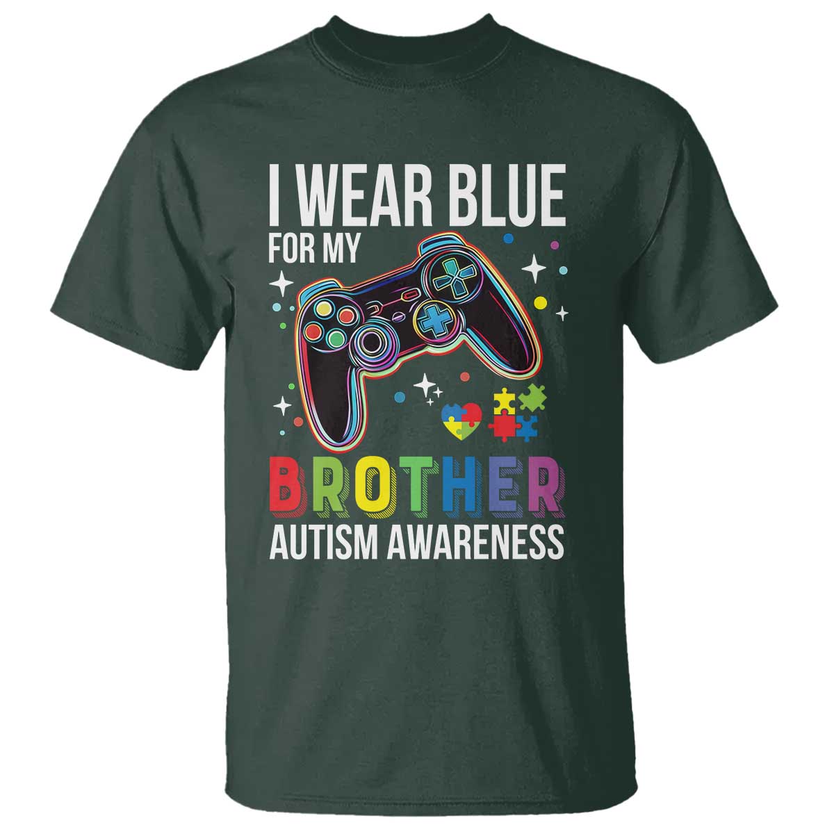 Autism Awareness Gamer T Shirt I Wear Blue for My Brother Video Game Family Support