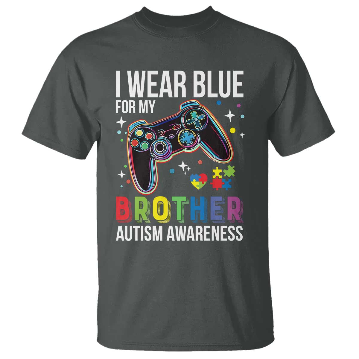 Autism Awareness Gamer T Shirt I Wear Blue for My Brother Video Game Family Support