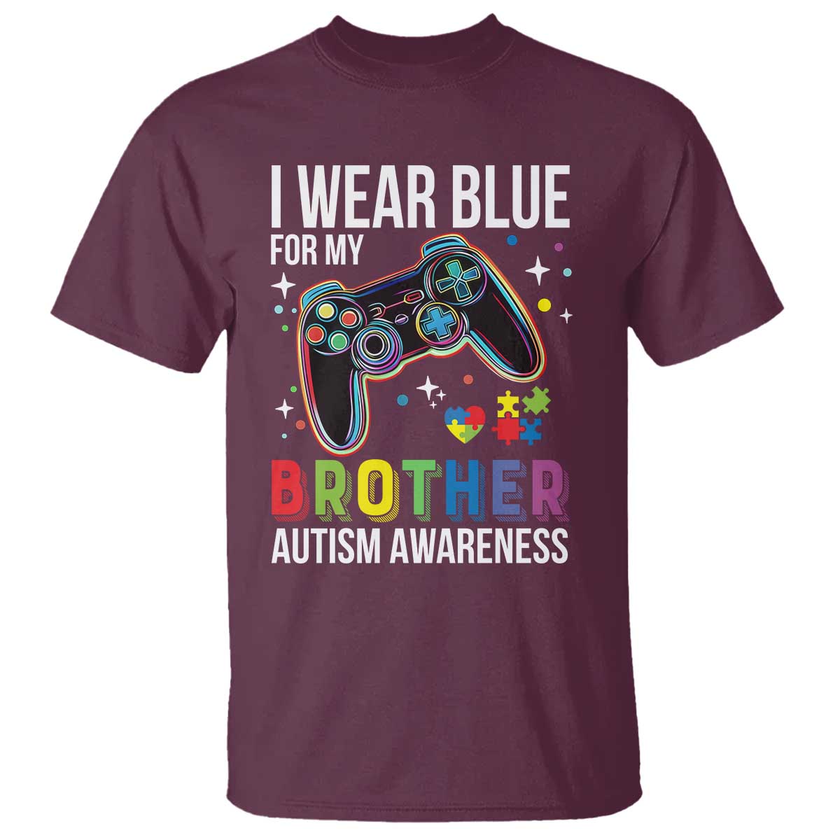 Autism Awareness Gamer T Shirt I Wear Blue for My Brother Video Game Family Support