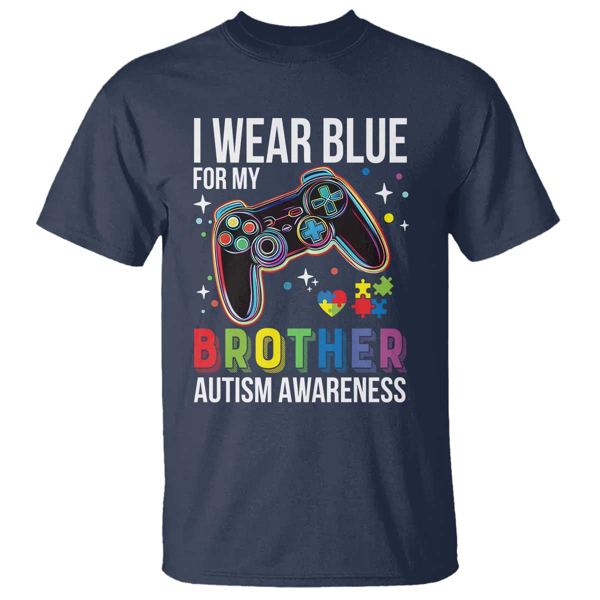 Autism Awareness Gamer T Shirt I Wear Blue for My Brother Video Game Family Support