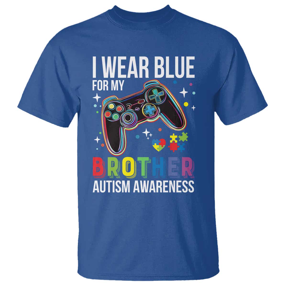 Autism Awareness Gamer T Shirt I Wear Blue for My Brother Video Game Family Support