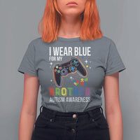 Autism Awareness Gamer T Shirt For Women I Wear Blue for My Brother Video Game Family Support