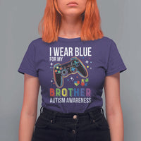 Autism Awareness Gamer T Shirt For Women I Wear Blue for My Brother Video Game Family Support