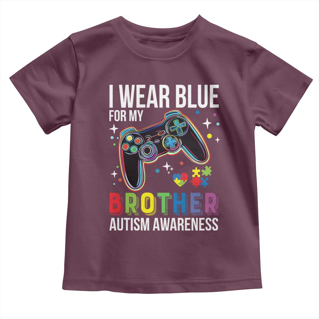 Autism Awareness Gamer Toddler T Shirt I Wear Blue for My Brother Video Game Family Support