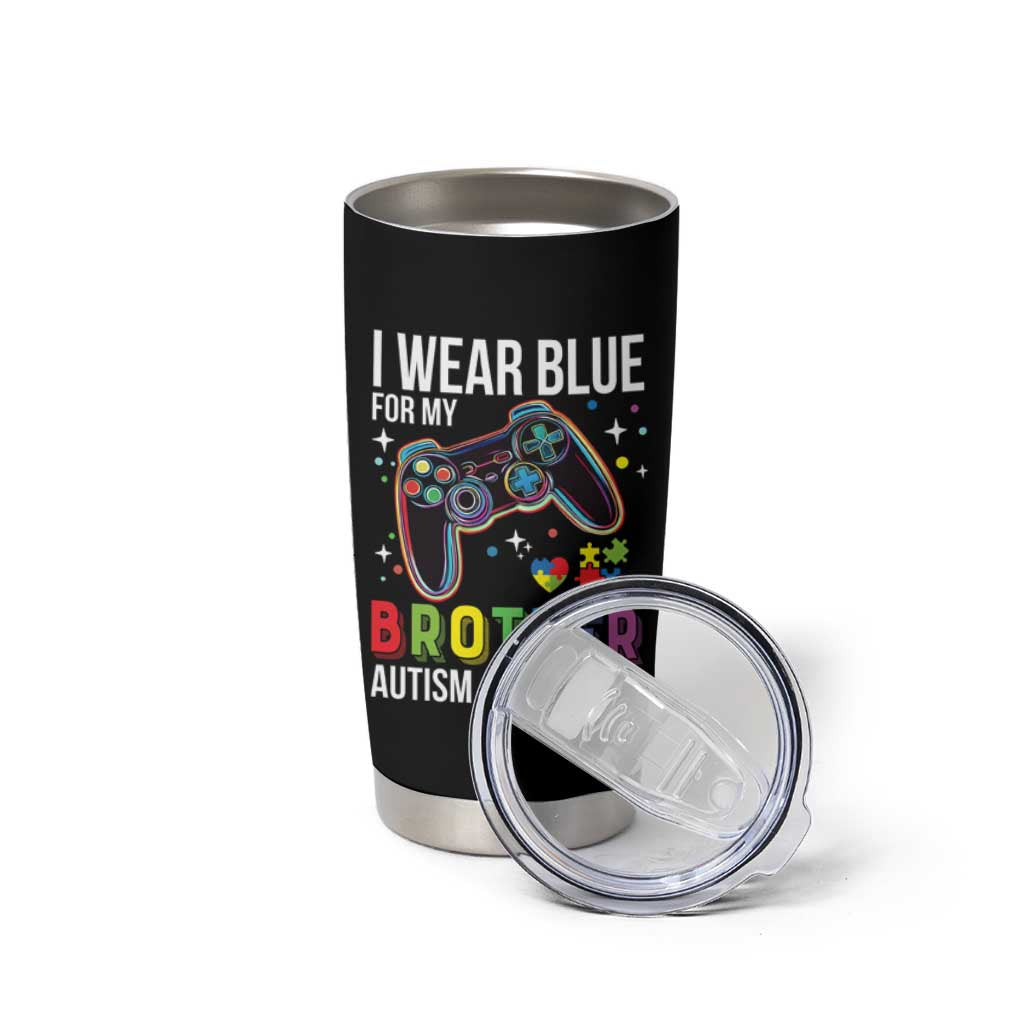 Autism Awareness Gamer Tumbler Cup I Wear Blue for My Brother Video Game Family Support
