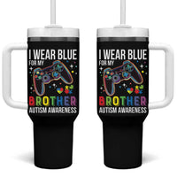 Autism Awareness Gamer Tumbler With Handle I Wear Blue for My Brother Video Game Family Support