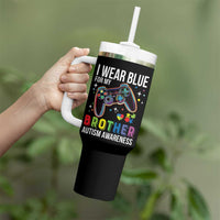 Autism Awareness Gamer Tumbler With Handle I Wear Blue for My Brother Video Game Family Support