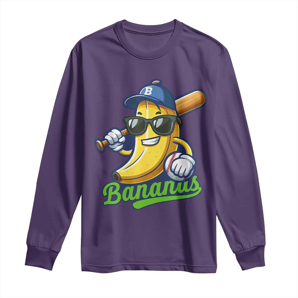 Cute Banana Graphics Long Sleeve Shirt Funny Sports Baseball Lover
