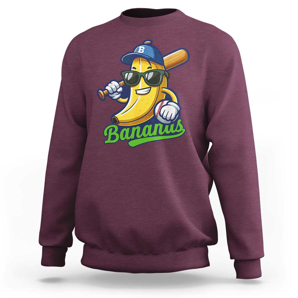 Cute Banana Graphics Sweatshirt Funny Sports Baseball Lover