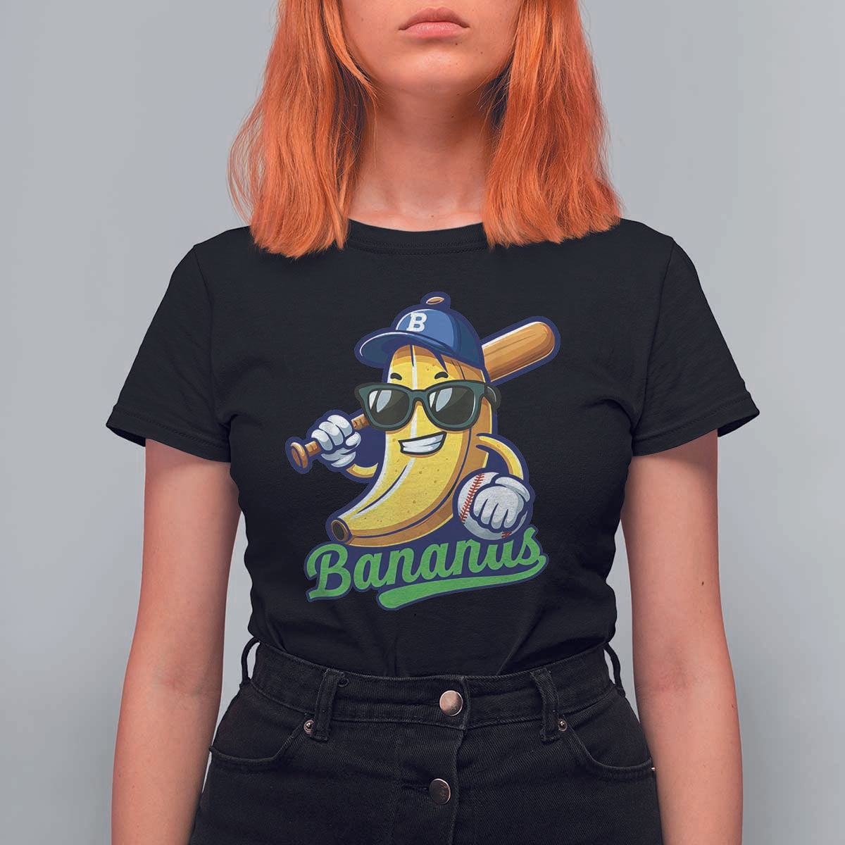 Cute Banana Graphics T Shirt For Women Funny Sports Baseball Lover