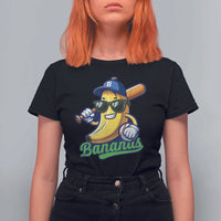 Cute Banana Graphics T Shirt For Women Funny Sports Baseball Lover